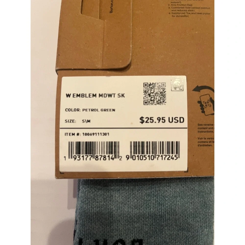 BURTON 2 Pair Woman's Emblem Midweight Socks Size‎ S/M 4-6.5